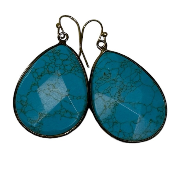 Anthropologie Turquoise Faceted Drop Earrings - Picture 3 of 8